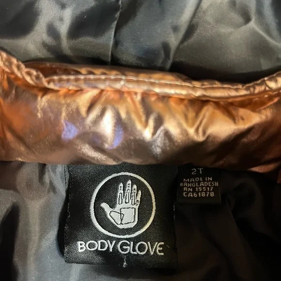 Girls metallic puffer jacket coat Body Glove size 2T pink black silver - Picture 9 of 10